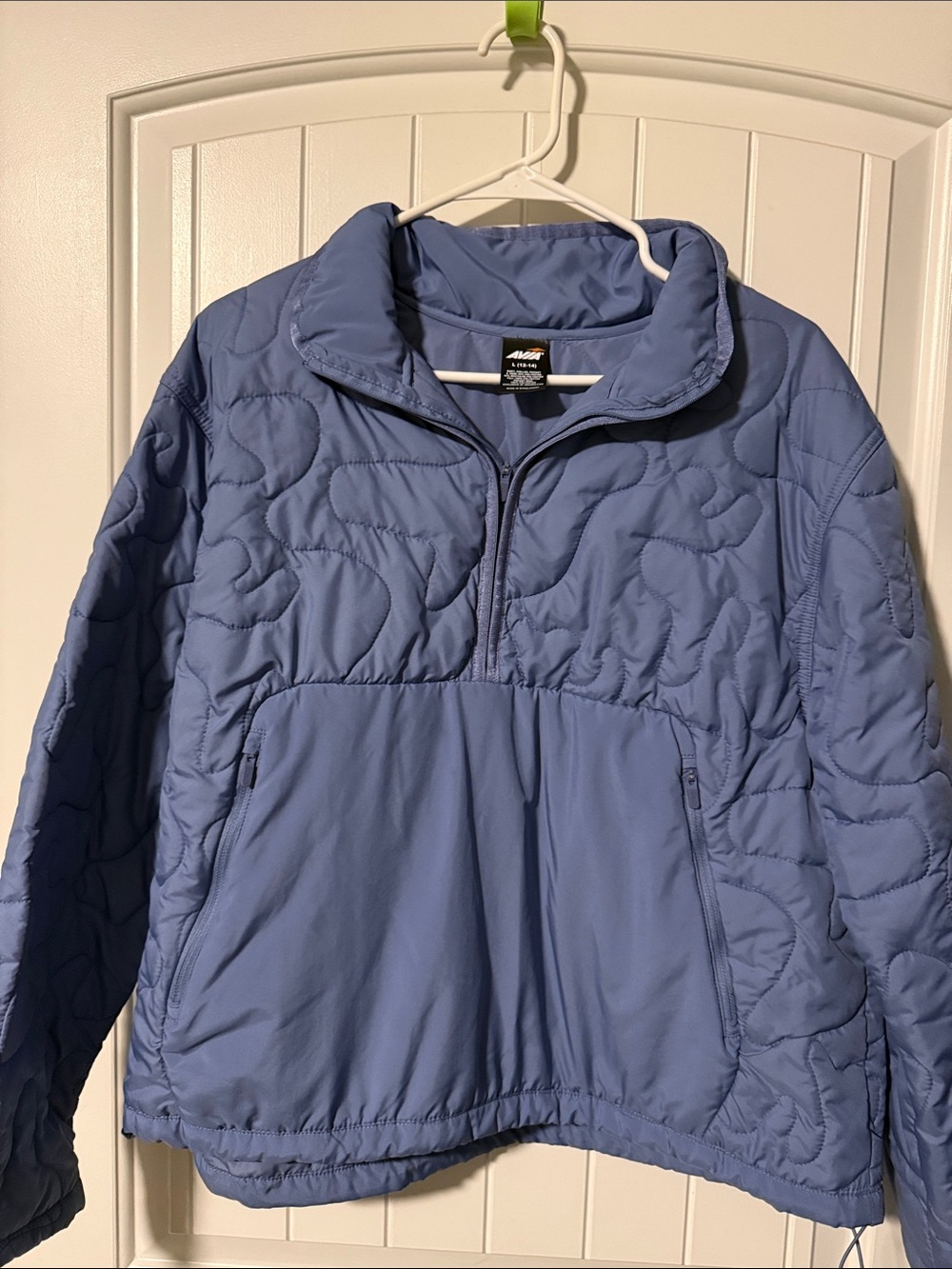 Women’s Avia Lavender-Blue Quilted Half-Zip Pullover Jacket Sz L